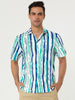 Chic Vertical Striped Camp Collar Short Sleeve Shirts
