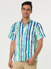 Chic Vertical Striped Camp Collar Short Sleeve Shirts