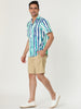 Chic Vertical Striped Camp Collar Short Sleeve Shirts