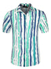 Chic Vertical Striped Camp Collar Short Sleeve Shirts
