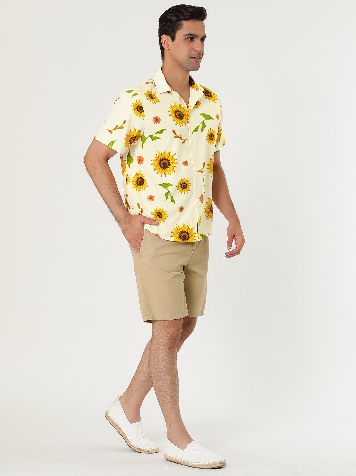 Bublédon Floral Print Cotton Beach Hawaiian Summer Shirts
