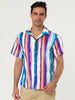 Summer Button Short Sleeve Colorful Striped Shirt