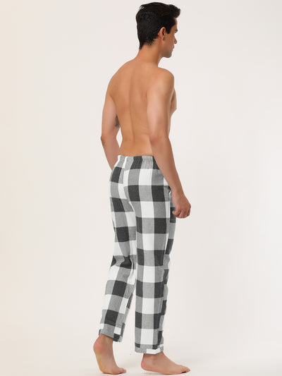 Winter Flannel Plaid Drawstring Waist Pajamas Pants