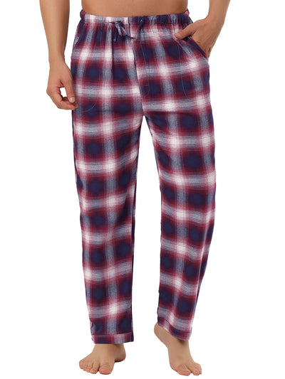 Winter Flannel Plaid Drawstring Waist Pajamas Pants