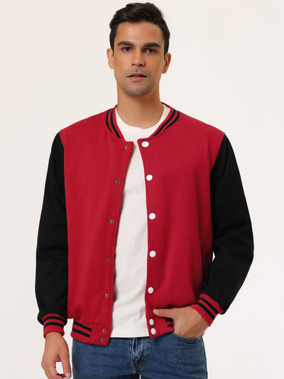 Classic Button Up Color Block Sport Baseball Jackets