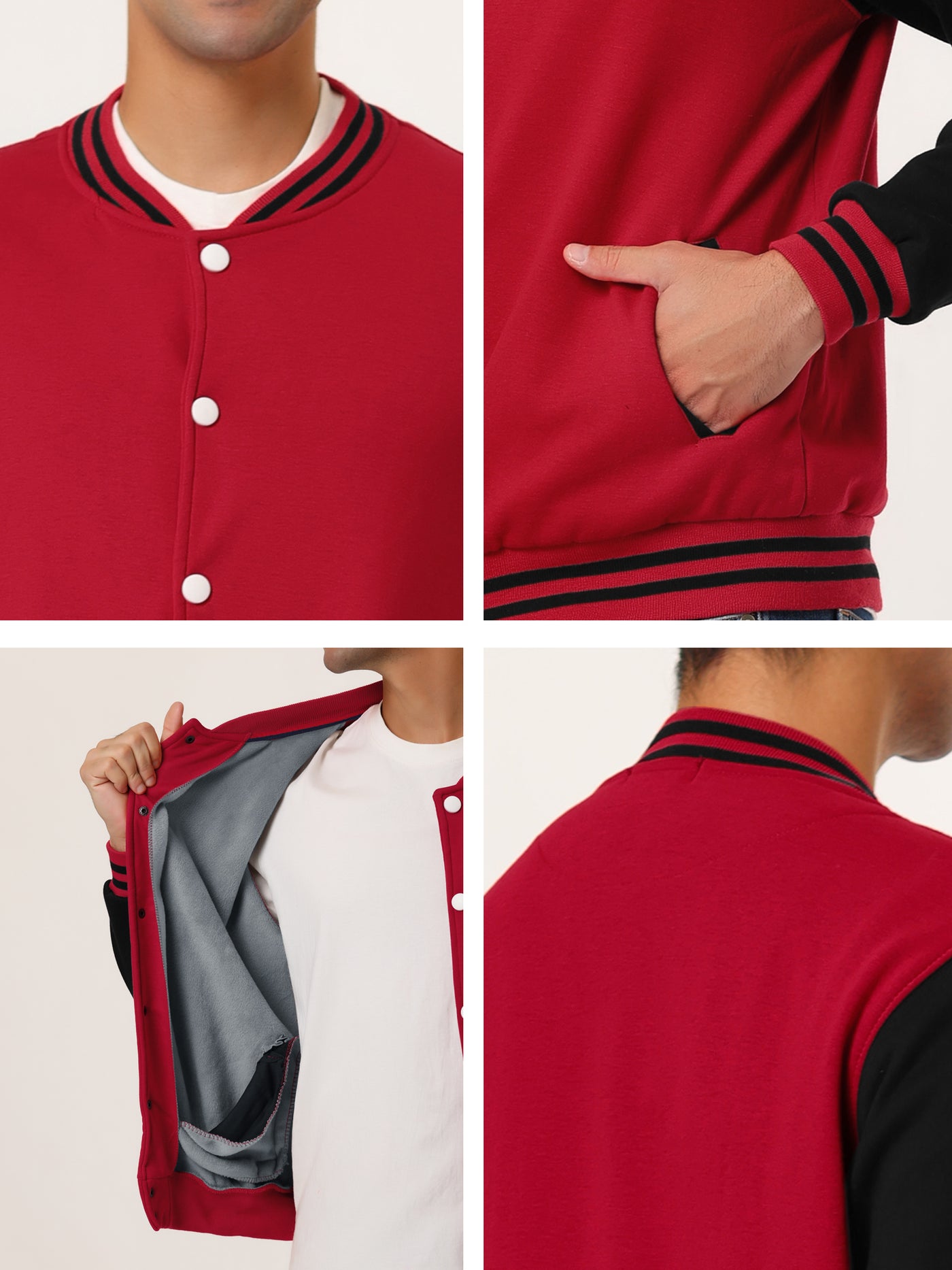 Bublédon Classic Button Up Color Block Sport Baseball Jackets