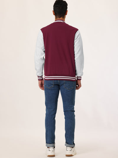 Classic Button Up Color Block Sport Baseball Jackets