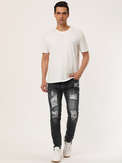 Chic Ripped Denim Pants Distressed Skinny Jeans