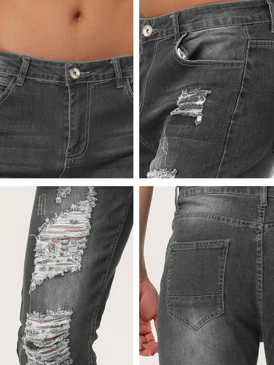 Chic Ripped Denim Pants Distressed Skinny Jeans