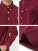 Long Sleeve Solid Color Point Collar Corduroy Shirts