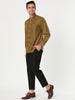 Long Sleeve Solid Color Point Collar Corduroy Shirts