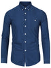 Long Sleeve Solid Color Point Collar Corduroy Shirts