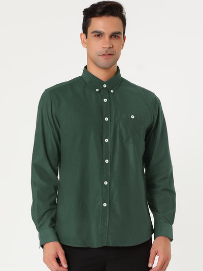 Long Sleeve Solid Color Point Collar Corduroy Shirts