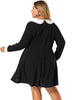 A-line Knit Crew Neck Lantern Sleeve Plus Size Dress