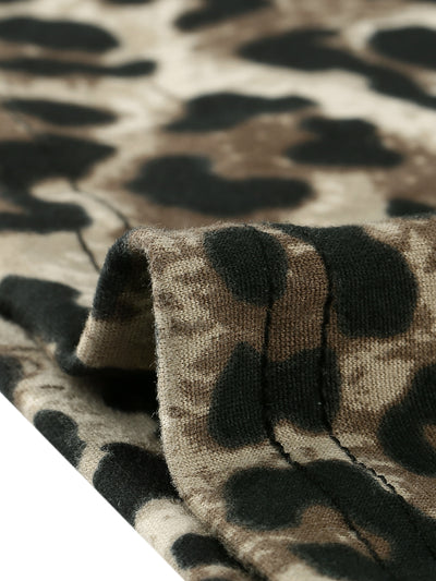 Casual Plus Size Leopard Print Asymmetric Cardigan
