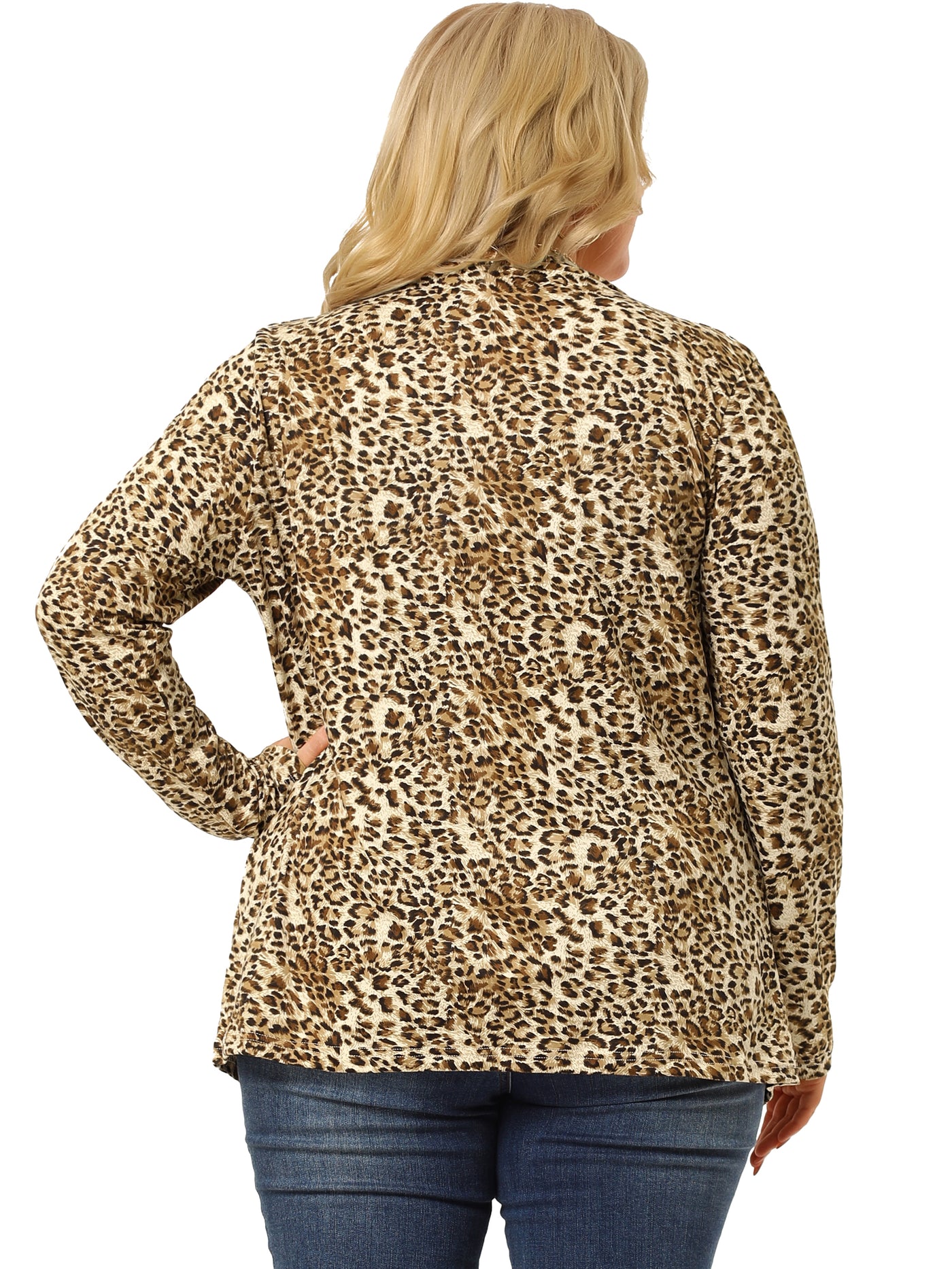 Bublédon Casual Plus Size Leopard Print Asymmetric Cardigan