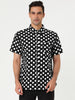 Cotton Lapel Short Sleeve Polka Dot Button Shirt