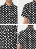 Cotton Lapel Short Sleeve Polka Dot Button Shirt