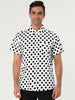Cotton Lapel Short Sleeve Polka Dot Button Shirt