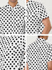 Cotton Lapel Short Sleeve Polka Dot Button Shirt