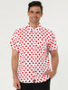 Cotton Lapel Short Sleeve Polka Dot Button Shirt