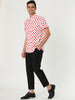 Cotton Lapel Short Sleeve Polka Dot Button Shirt
