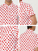 Cotton Lapel Short Sleeve Polka Dot Button Shirt