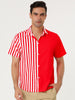 Summer Vertical Stripe Patchwork Lapel Button Shirts