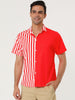 Summer Vertical Stripe Patchwork Lapel Button Shirts