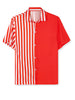 Summer Vertical Stripe Patchwork Lapel Button Shirts