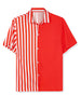 Summer Vertical Stripe Patchwork Lapel Button Shirts