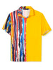 Summer Vertical Stripe Patchwork Lapel Button Shirts