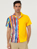 Summer Vertical Stripe Patchwork Lapel Button Shirts