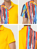 Summer Vertical Stripe Patchwork Lapel Button Shirts