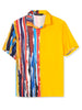 Summer Vertical Stripe Patchwork Lapel Button Shirts