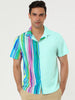 Summer Vertical Stripe Patchwork Lapel Button Shirts
