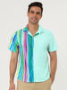 Summer Vertical Stripe Patchwork Lapel Button Shirts