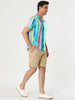 Summer Vertical Stripe Patchwork Lapel Button Shirts