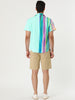 Summer Vertical Stripe Patchwork Lapel Button Shirts