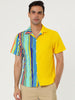 Summer Vertical Stripe Patchwork Lapel Button Shirts