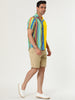 Summer Vertical Stripe Patchwork Lapel Button Shirts