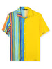 Summer Vertical Stripe Patchwork Lapel Button Shirts