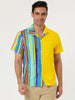 Summer Vertical Stripe Patchwork Lapel Button Shirts