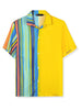 Summer Vertical Stripe Patchwork Lapel Button Shirts