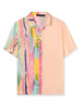 Summer Vertical Stripe Patchwork Lapel Button Shirts