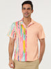 Summer Vertical Stripe Patchwork Lapel Button Shirts