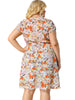 Polyester V Neck Floral Print Summer Plus Size Dress