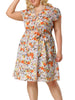 Polyester V Neck Floral Print Summer Plus Size Dress