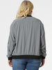 Plus Size Contrast Trim Zipper Pocket Bomber Jacket
