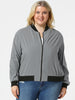 Plus Size Contrast Trim Zipper Pocket Bomber Jacket